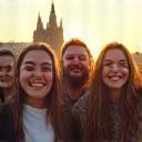 Jan P. and friends on the Charles Bridge at sunrise