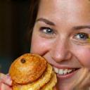Věra L. holding a traditional Moravian pastry